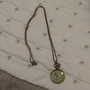 Antique Gold Pocket Watch Necklace